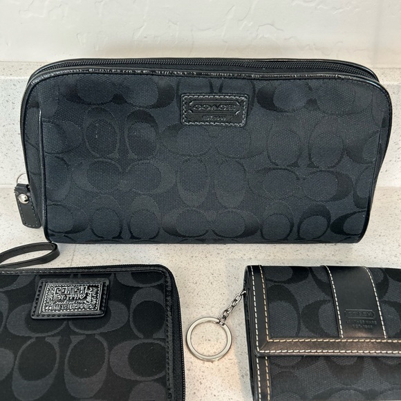 Coach Monogram Cosmetic Bag Wallet Bundle Black - Picture 4 of 11